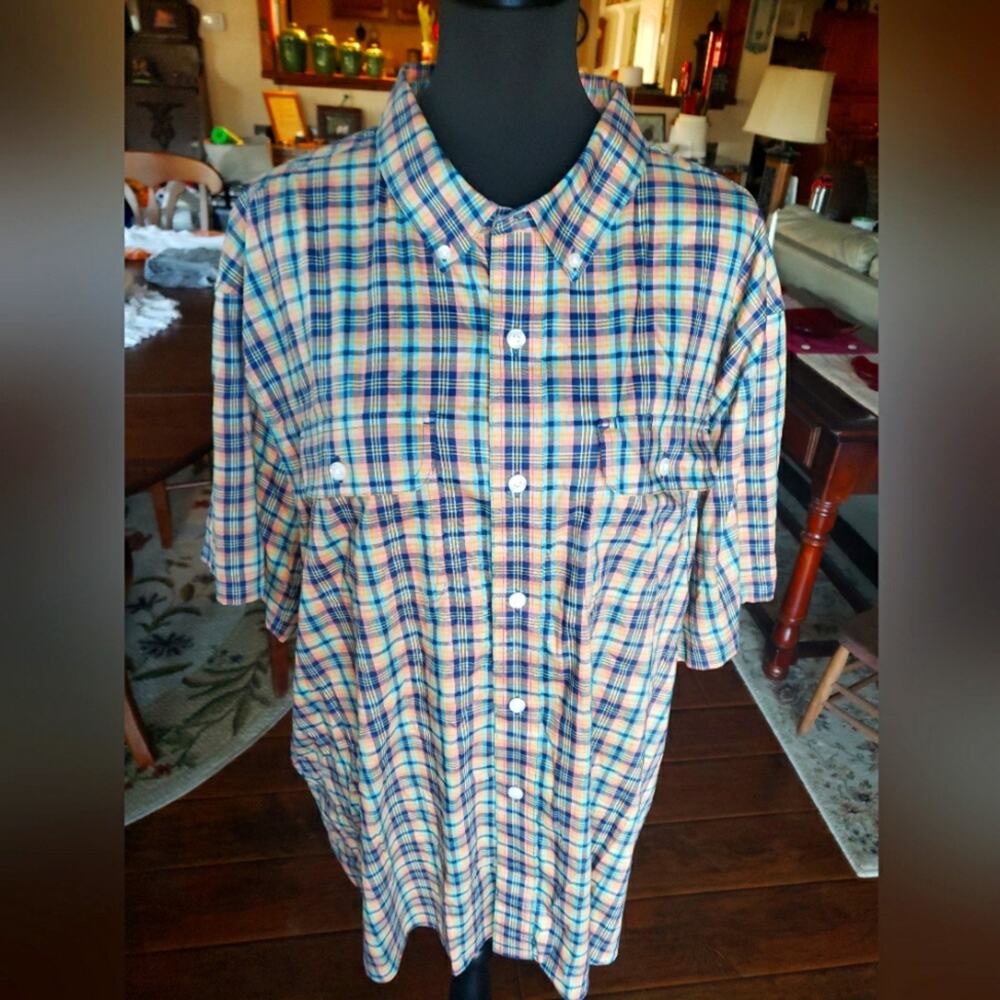 Duluth Trading Teal and Orange 2XL‎ Multicolor Plaid MENS Shirt